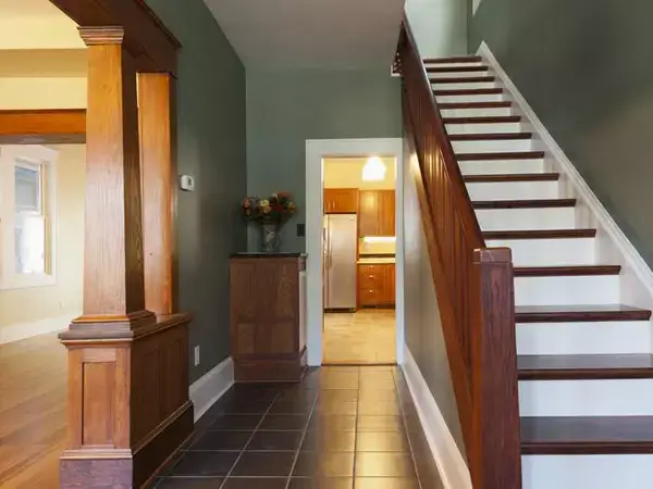 Painted interior stairway with wood accents in Chico, CA home