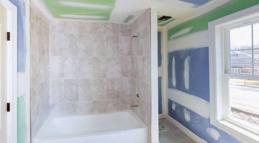 Bathroom with unfinished drywall before painting in Chico, CA