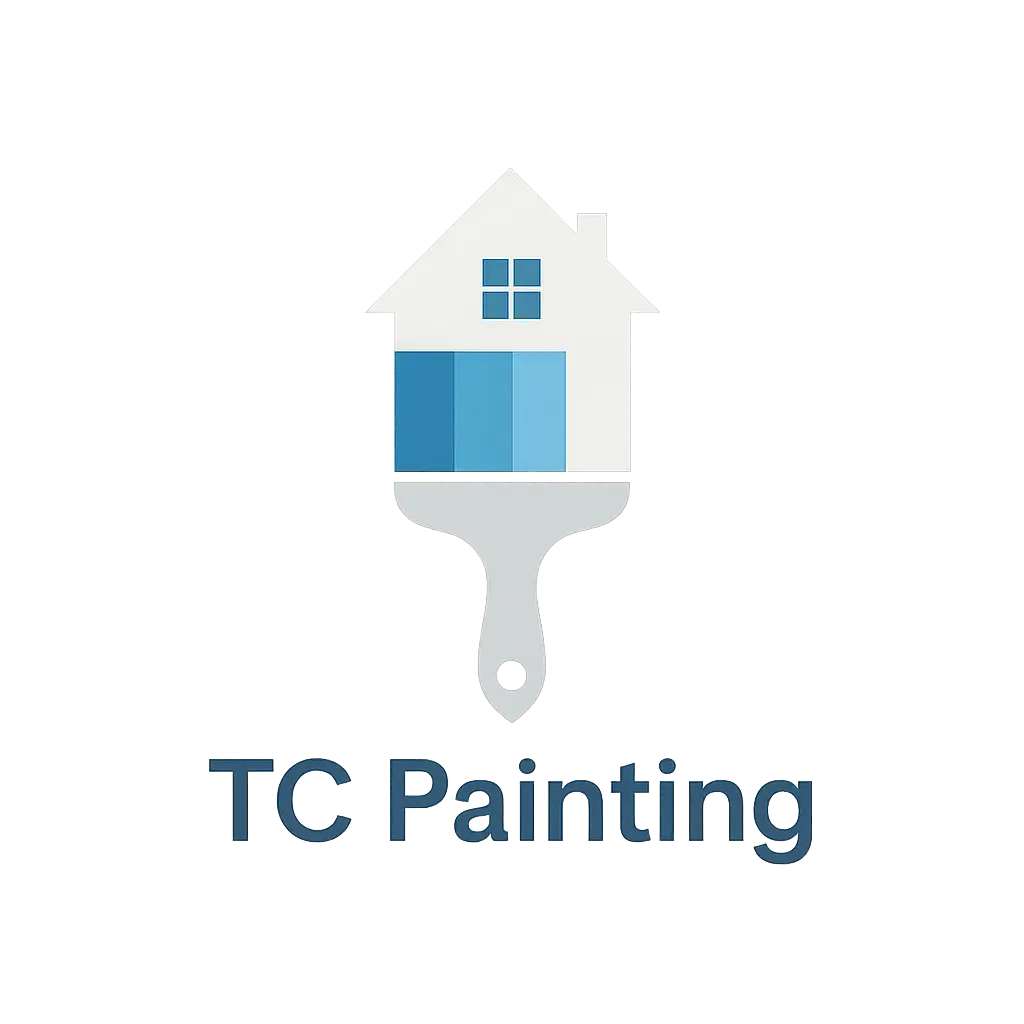 TC Painting logo with paintbrush and house design
