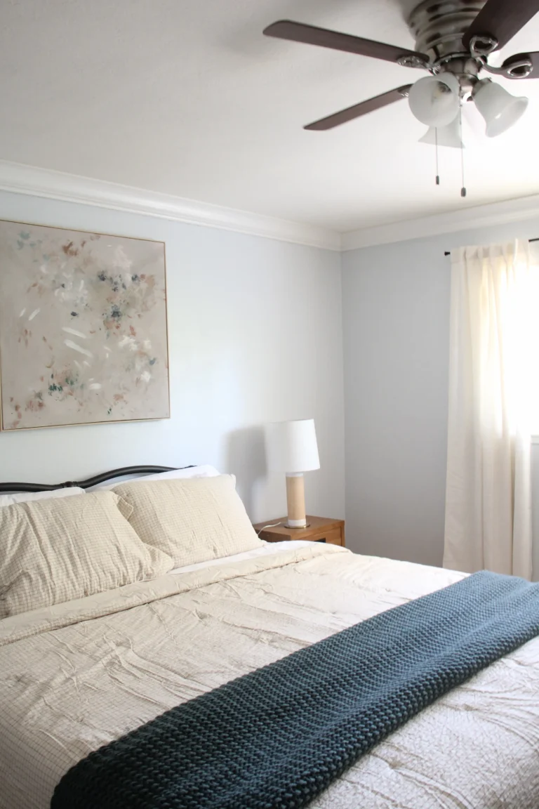 Freshly painted bedroom with neutral walls and décor in Chico, CA